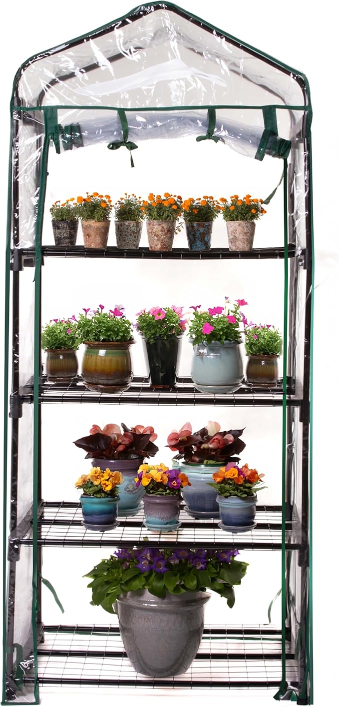 Gardman R687 4-Tier Mini Greenhouse 27 Long x 18 Wide x 63 High Black