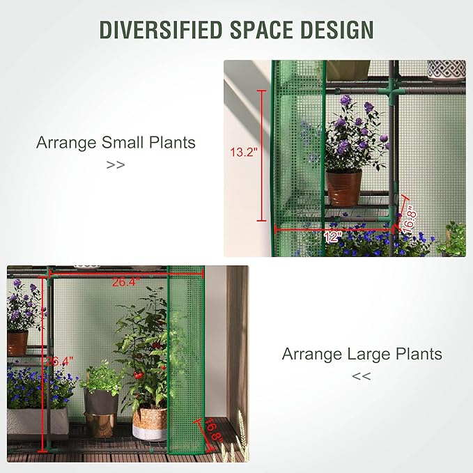 Mini Greenhouse for Outdoors Portable Small Greenhouse 4-Tiers for Indoor 38x17x62 Green House with PE Cover