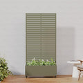 Casaphoria Metal Raised Garden Bed with Trellis and Wheels 72x35x16 Planter Box for Climbing Plants Vegetables &amp Vines Features Drainage Holes and Privacy Screen Green-Louvered