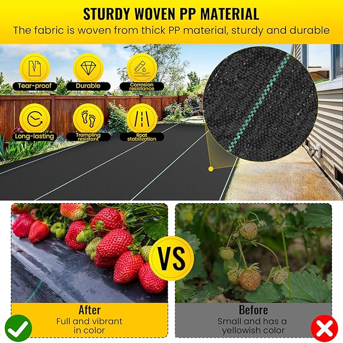 Driveway Fabric 6x300 ft Commercial Weed Barrier Heavy Duty 3.5oz French Drain Fabric for Erosion Control Landscape Projects