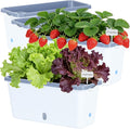 Window Box Planter 4 Packs 14 Inches Rectangle Flower Pots with Breathable Drainage Holes Pots for Vegetables Herbs Flowers Garden Windowsill Balcony (White &amp Grey)