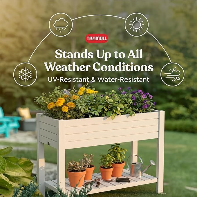 2.8' Height Elevated Raised Garden Bed Outdoor with Wheels Easy Assembly Resin Planter Box for Vegetables/Herb/Fruits Best Choice for Backyard Patio Balcony (Ashen) 2pc