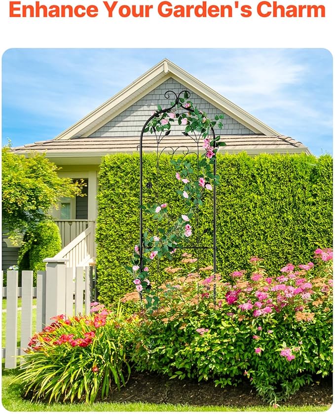 VEVOR 60 x 15 in Rustproof Metal Garden Flower Trellis Outdoor Climbing Rose &amp Cucumber Support Decorative Tall Clematis Trellis for Courtyards &amp Lawns