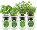 Hydroponic Mason Jar Indoor Garden Organic Seed Starter Kits - Italian Herb Blend Growing Kits Windowsill Herb Garden Gardening Gift (Basil Marjoram Oregano Rosemary)