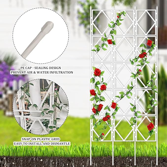 Garden Trellis Foldable Plant Trellis White - Suitable for Support Climbing Roses Potted Plants Vines Flowers Patio &amp Yard Wall Decoration(W60xH220CM(2.0x7.2FT))