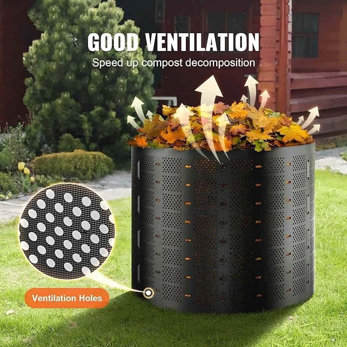 Compost Bin 220 Gallon Outdoor Expandable Composter - Large Capacity Garden Bin for Fast Soil Creation