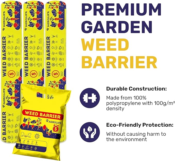 Garden Weed Barrier Landscape Fabric 33 FT / 300 FT - Heavy Duty Non-Woven Spunbond Ground Cover High Permeability Weed Control Cloth for Flower Beds &ampVeggetable Gardens