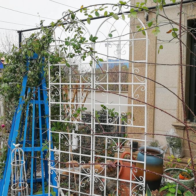 Dawn 2 Pack Metal Garden Trellis 86.7 x 19.7 Rustproof Trellis for Climbing Plants Outdoor Flower Support Cream White