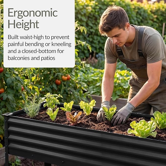 Best Choice Products 48x24x30in Galvanized Raised Garden Bed Metal Elevated Planter Box Vegetable Garden for Backyard Patio Balcony - Black