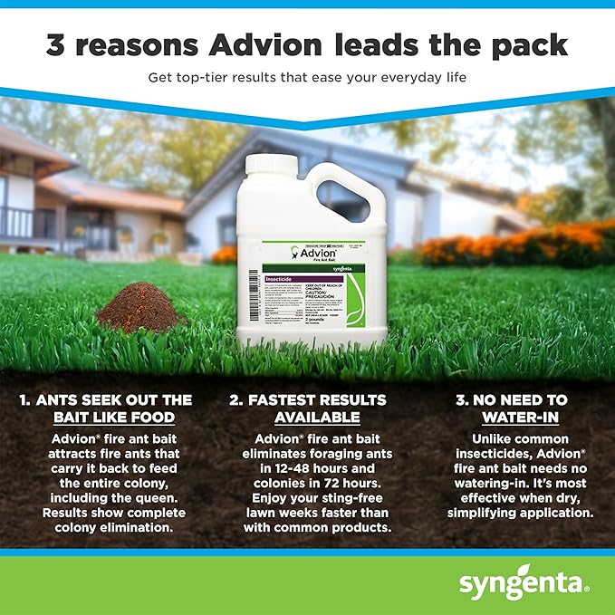 Advion Fire Ant Bait 2-lb. Shaker Bottle Highly Effective Fire Ant Bait Formulated with 0.045% Indoxacarb Outdoor Use for Fast-Acting Control of Fire Ants
