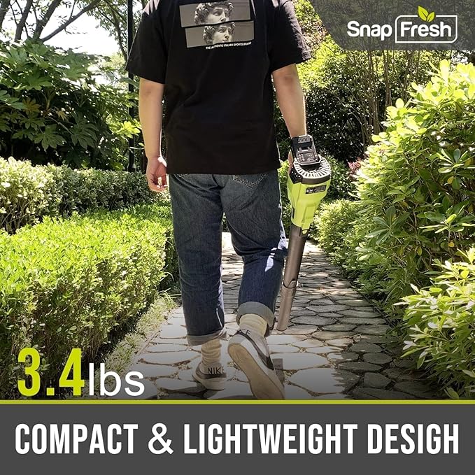 SnapFresh Cordless Leaf Blower - 180 CFM Leaf Blower with Battery &amp Charger 2 Section Tubes Free Control SpeedLightweight Electric Leaf Blower for Blowing Leaves Lawn Care Dust &amp Other D