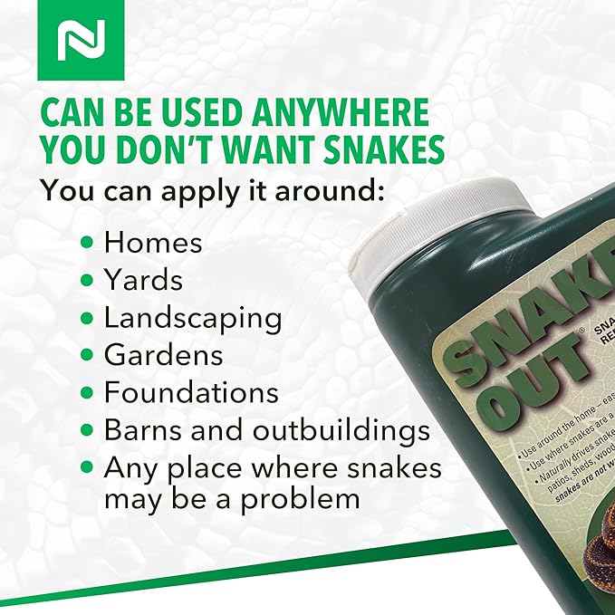 Nisus Snake Out Snake Repellent Biodegradable Safe for Pets and Children Easy Application for Yards Gardens and Sheds 4 lbs
