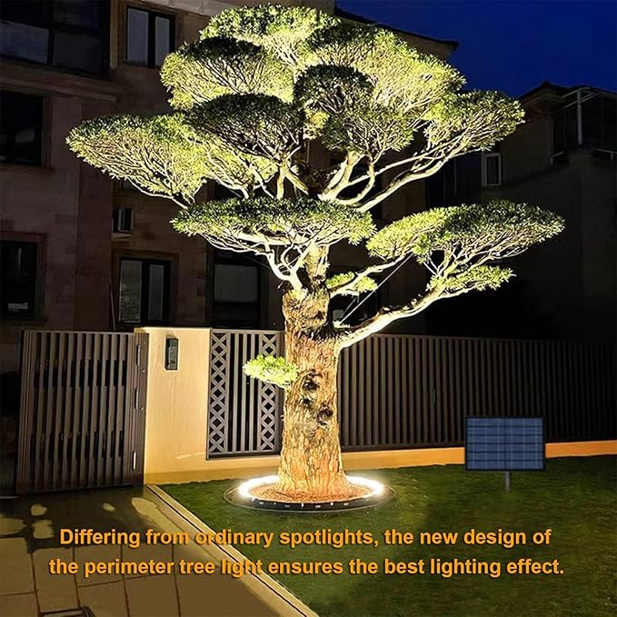 Solar Garden Lights Low Voltage Landscape Tree Ring Lights Landscape Spotlights for Palm Tree Planters Lawn(2000KPack of 8)