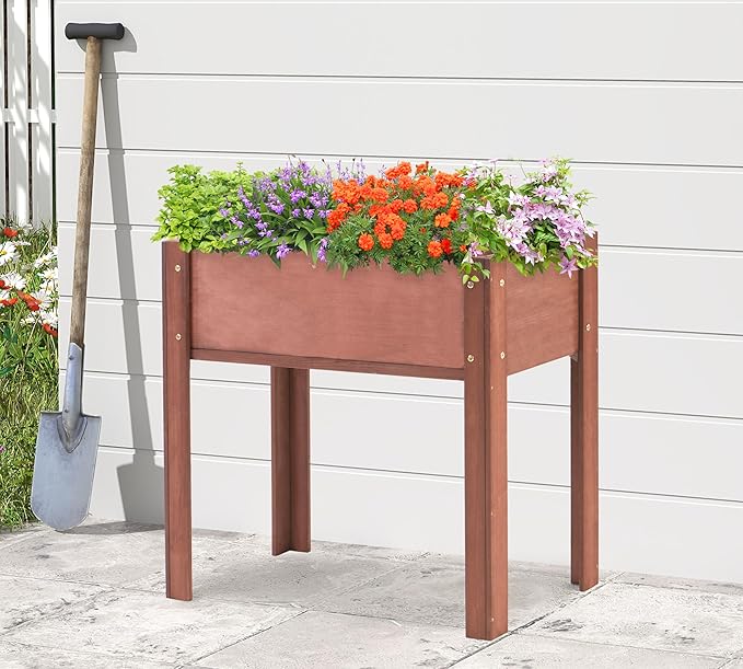 31x16x31 inch Raised Garden Bed with Legs Elevated Wooden Planter Box for Outdoor Plants Flowers Fruits Vegetable Herb Growing