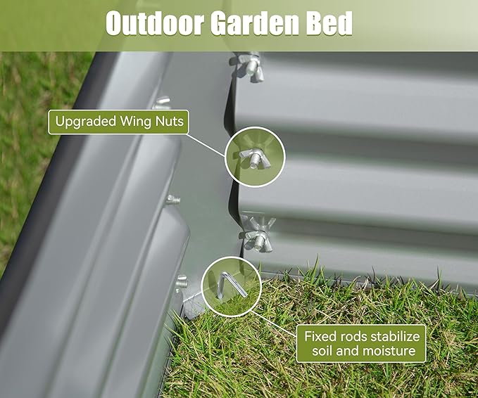 Galvanized Raised Garden Bed Outdoor Planter Garden Boxes Large Metal Planter Box for Gardening Vegetables Fruits Flowers Herb Tomato Potato. (Silver6x3x1.5ft)