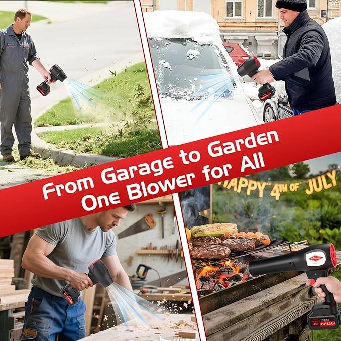 Leaf Blower Cordless with Battery and Charger 1000000 RPMOne-Touch Lock Mode Lightweight Handheld DesignBlower for Patio Cleaningcar Blowing Water Blowing Leaves and Dust