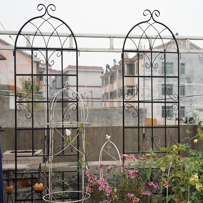 4 Pack Metal Garden Trellis 86.7 x 19.7 - Rustproof Climbing Plant Support for Outdoor Gardens(4 Pack-Black)