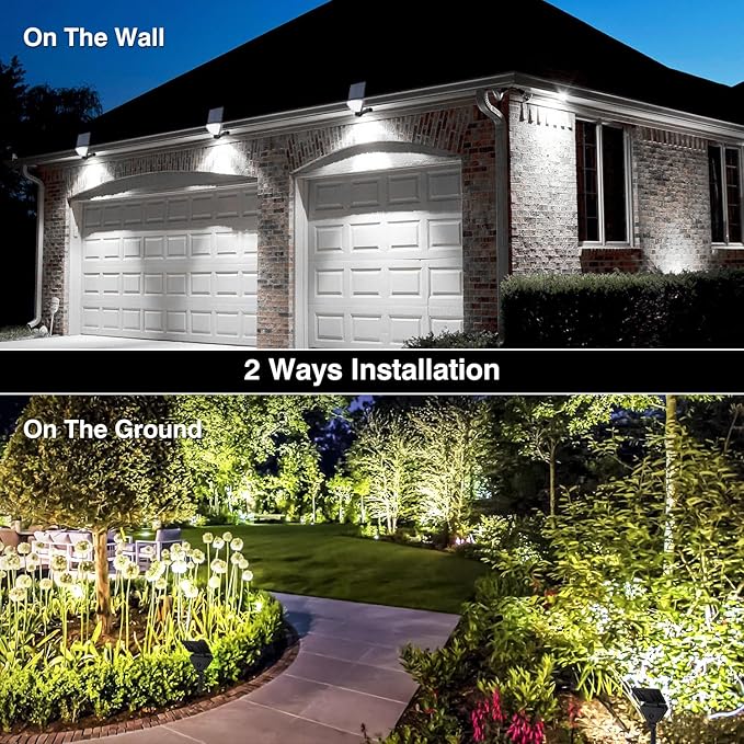 T-SUN Solar Lights Outdoor Waterproof IP65 12 Pack LED Solar Spot Lights Color Changing IP65 Waterproof Smart Auto On/Off for Outside Landscape Garden Yard Lawn Pathway Patio Driveway