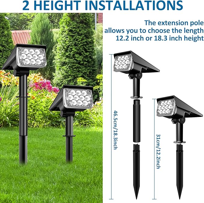T-SUNUS Halloween Solar Spot Lights Red IP65 Waterproof Green Landscape Spotlights Solar Powered Wall Lights Dark Sensing Auto On/Off 2 Modes Outdoor Garden Lights for Yard Porch 6 Pack
