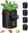VIVOSUN 5-Pack 7 Gallon Potato Grow Bags Fabric Pots With Handle and Roll-up Window Planter Containers for Growing Potatoes Black