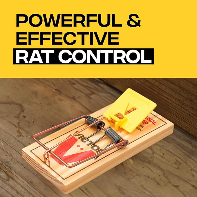 Victor M205 Wide Pedal Humane Snap Rat Traps Indoor for Home Plastic Pedal Sustainably Sourced FSC Wood - 12 Wooden Traps