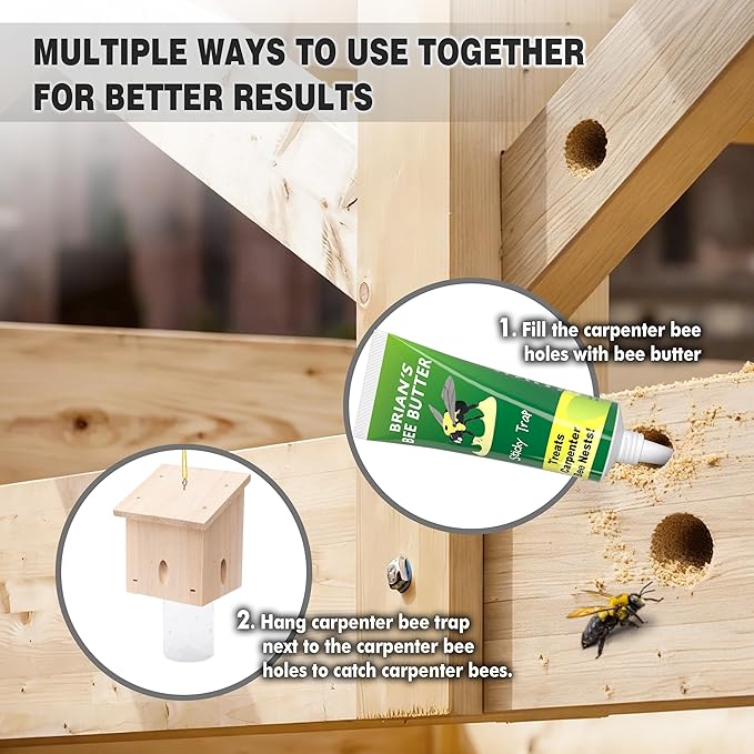 Carpenter Bee Trap for Outside - Pentroof Style Nature Hanging Wood Carpenter Bee Traps Outdoor - Best Bee Trap - Insect Traps with Removable Vault (1 Pack)