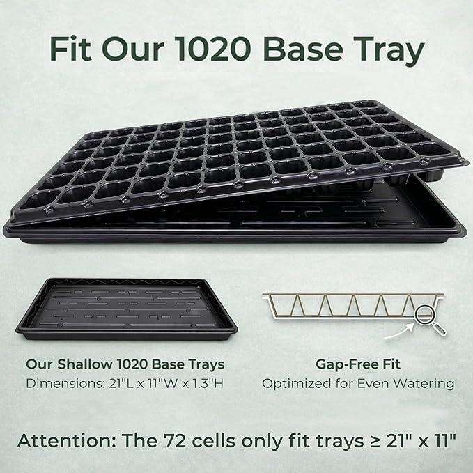 Gardzen 10 Pack 72 Cell Seed Starter Trays 1.75 Deep Plug Tray for Seedlings Thick Seedling Trays with Drainage Holes Fit Standard 1020 Drip Tray