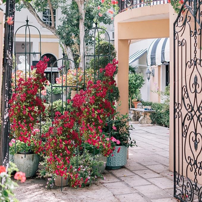Obelisk Trellis - Garden Obelisk Trellis for Climbing Plants | Metal Plant Obelisk | Heavy Duty Gardening Support Frames | Flower Climbing Frame | Potted Flower Support | Rose Stand for Indoor Outdoor