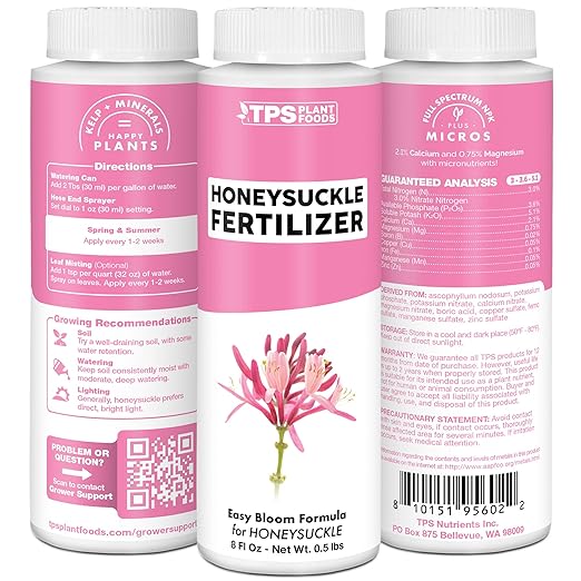 Honeysuckle Fertilizer – Liquid Plant Food for More Blooms Stronger Vining Growth &amp Sweet Fragrance 32 oz