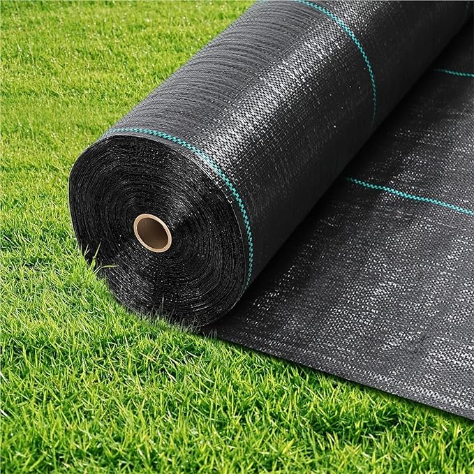 Weed Barrier Fabric Garden Weed Barrier Landscape Fabric Weed Block Fabric Woven Mulch for Landscaping Ground Cover Weed Control Fabric for Gardening(1.0Mx15M)