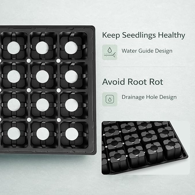 Gardzen 10 Pack 32 Cell Seed Starter Trays 2 Deep Plug Tray for Seedlings Heavy Duty Seedling Trays with Drainage Holes Fit Standard 1020 Drip Tray