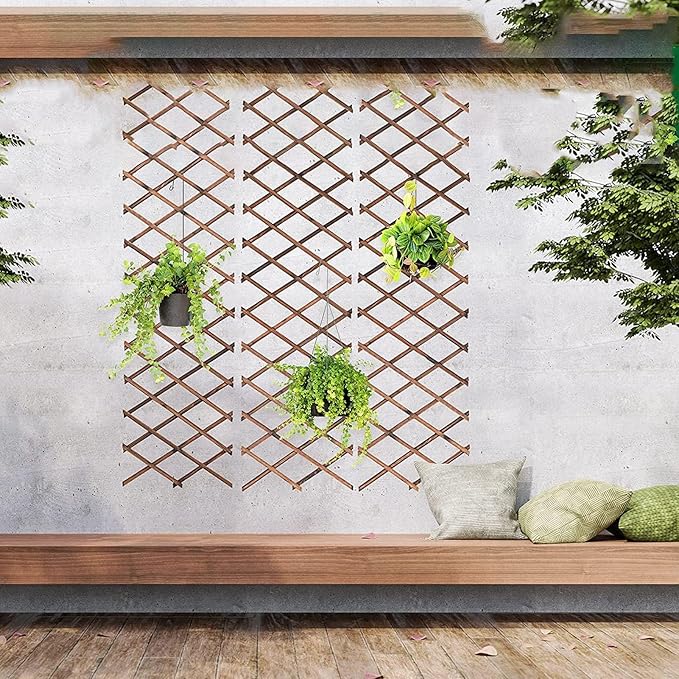 Pine Lattice Wall Planter Extensible Pine Fence Plant Support Expandable Plant Climbing Lattices for Climbing Plants