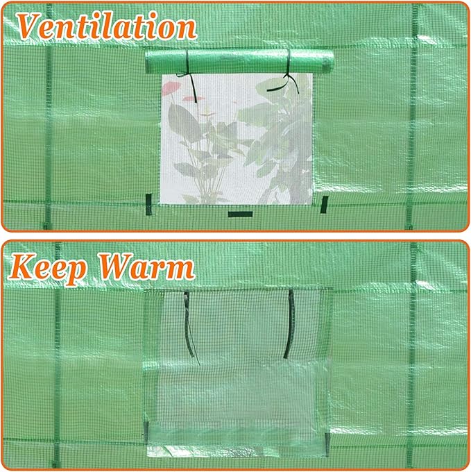 Strong Camel Portable Greenhouse Cover Larger Walk in Greenhouse Replacement Cover Top(12'X7'X7' (Cover Only))