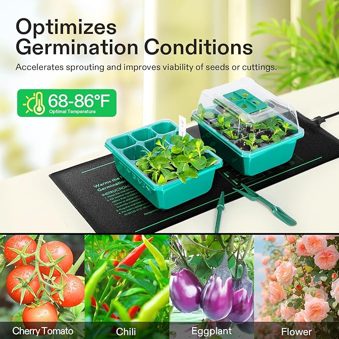 VIVOSUN 10x 20.75 Seedling Heat Mat and Digital Thermostat Combo Set UL &amp MET-Certified Warm Hydroponic Heating Pad for Germination Indoor Gardening Greenhouse (Pack of 2)
