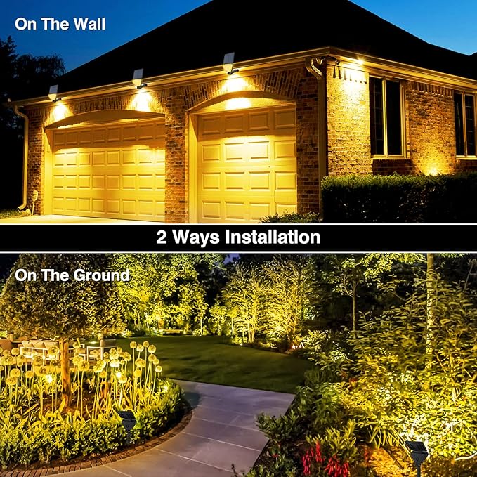 T-SUN Solar Lights Outdoor Waterproof IP65 12 Pack LED Solar Spot Lights Color Changing IP65 Waterproof Smart Auto On/Off for Outside Landscape Garden Yard Lawn Pathway Patio Driveway