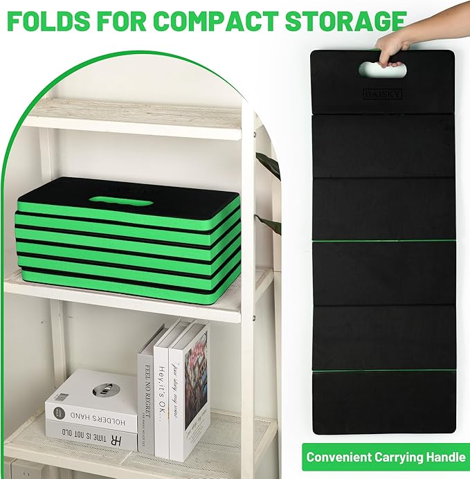 Extra Thick Kneeling Pad for Working Under Car 47.2 * 17.7 * 1.2 Portable Foldable EVA Mechanic Mat for Garage Gardening Yardwork Workshop Green &amp Black