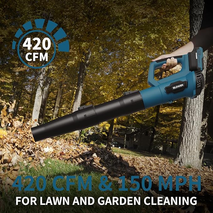 LEAPUL Leaf Blower Cordless 21V Electric Leaf Blower with 2×2.0Ah Batteries &amp 1 Fast Charger Lightweight Battery Powered Blower for Lawn Care Patio Cleaning