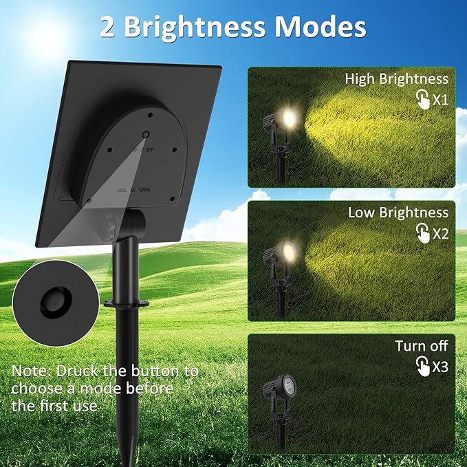 T-SUNUS Solar Spot Lights Outdoor Warm White Solar Powered Landscape Spotlights Low Voltage IP65 Waterproof 9.8ft Cable Auto On/Off for Outdoor Garden Yard Driveway Porch Walkway 3000K