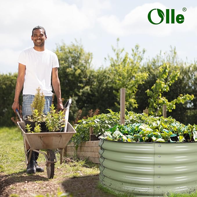 Olle 17 Tall 42 Round Raised Garden Bed Metal Raised Beds for Gardening Large Planter Box Round Raised Garden Beds Outdoor for Vegetables Sage Green
