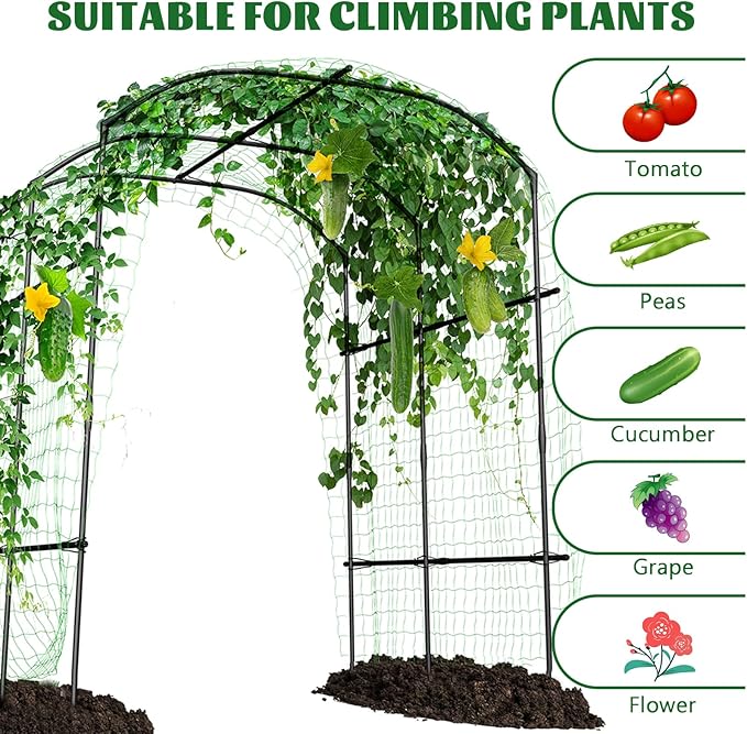 Tall Garden Arch Trellis for Climbing Plants 87in Tall Metal Plant Support Trellis Archway for Climbing Plant Vegetables Cucumber Outdoor Yard Lawn Garden Arch Tunnel Trellis
