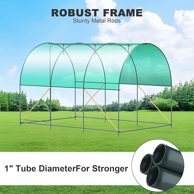 Greenhouses for Outdoors Walk-in Green Houses for Outside Heavy Duty Large Greenhouse with 6 Ventilated Screen Windows &amp Roll-up Door &amp Reinforced Frame (10×7×7 FT Without Irrigation System)