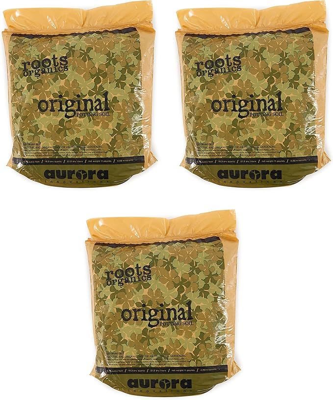 Roots Organics ROD75 Hydroponic Gardening Original Coco Fiber Based Potting Soil 0.75 Cubic Feet 3 Pack