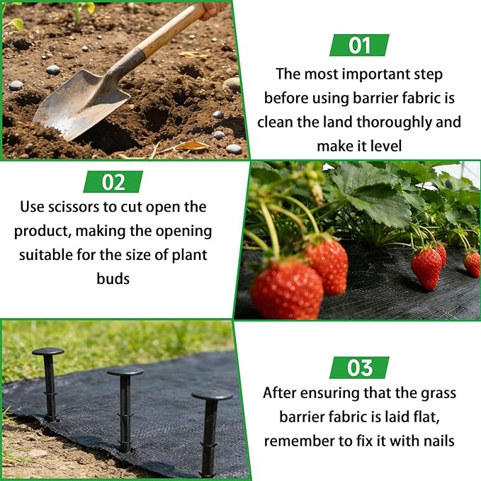 Weed Barrier Fabric Planting Cover - 6 x 200 FT Heavy Duty Landscape Fabric Ground Cover Block for Outdoor Planting