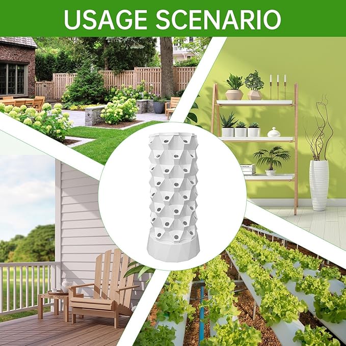 Hydroponics Growing System with Water Pump Vertical Hydroponic Planter Starter Kit Indoor Outdoor Growing Tower for Strawberries Tomatoes Lettuce Home Garden Planting
