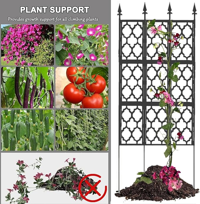 LTSRLL Decorative Fence - 1.5m/4.9ft 1.9m/6.2ft 2.30m/7.5ft 2.7m/8.8ft Tall Garden Trellis - Vegetables/Flower Pot Stake for Climbing Plants Support(White85cmx150cm)