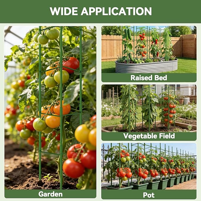 Halatool 63 inch Tall Tomato Cage 8 Pack Adjustable Tomato Cages for Garden Garden Stakes Tomatoe Trellis for Pots Tomatoes Plant Support for Raised Garden Bed &amp Vegetables Flowers