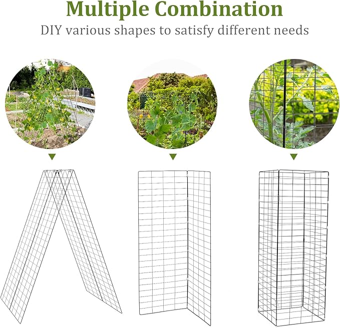 S AFSTAR 46 x 34 Inch Cucumber Trellis for Garden 16 PCS Foldable A-Shape Plant Support W/36 Clips 32 Ground Stakes 16 Spiral Connectors 24 Cable Tie Twist Tie Garden Trellis for Climbing Plants