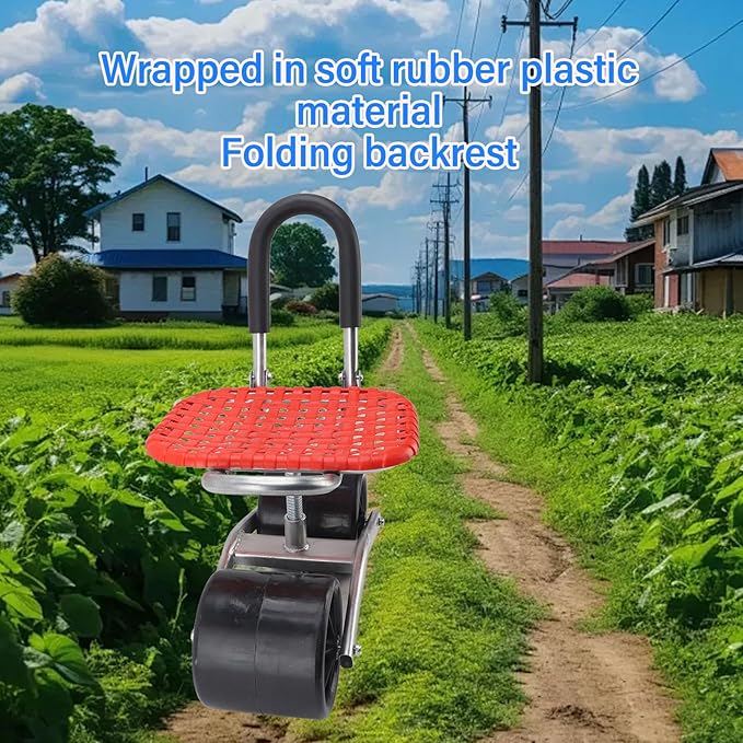 HEEPDD Rolling Garden Seat with Wheels Adjustable Cart Stool for Planting Outdoor Patio Lawn Yard