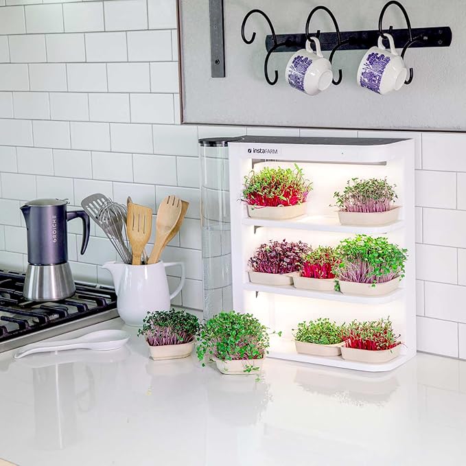 Indoor Garden Fully Automated LED Growing Unit for Microgreens Herbs Leafy Greens Organic Soil-Based Low/No Maintenance Easy Standalone Unit Designed &amp Assembled in The USA