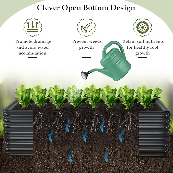 6x1.6x3.6ft Galvanized Raised Garden Bed Dual Use Metal Elevated Planter Box &amp Log Storage Rack Rectangular Planter Bed with Open Bottom Design for Vegetables Flowers (2)